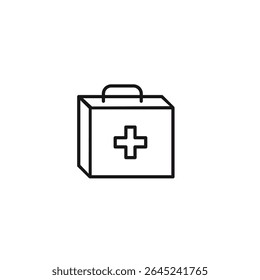Simple first aid kit line icon. Stroke pictogram. Medical Bag Icon - Vector, Medical box , first aid box icon,  illustration isolated on a white background. Nursing Bag, minimalistic doctor bag