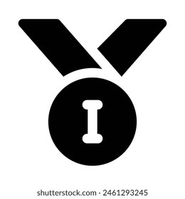 Simple First Medal solid icon. The icon can be used for websites, print templates, presentation templates, illustrations, etc	