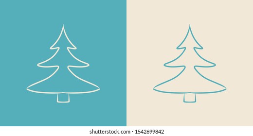 Simple fir-tree icons set. Vector isolated. New Year concept.