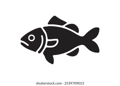 simple fish animal logo icon vector silhouette black and white background
