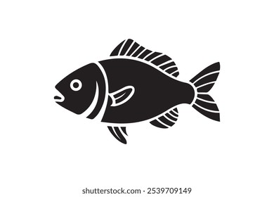 simple fish animal logo icon vector silhouette black and white background