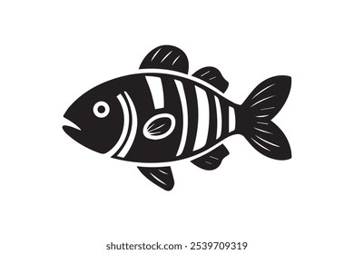 simple fish animal logo icon vector silhouette black and white background