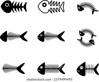 Simple fish bone silhouette illustration