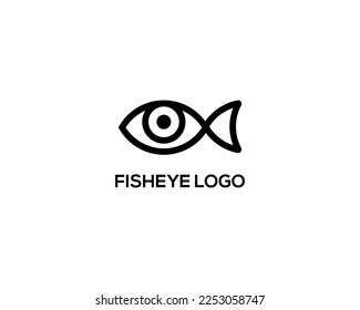 Simple Fish and eye logo design template 