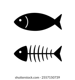 Simple fish and fishbone icons