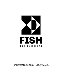Simple Fish Geometric Logo.Great logo suitable for all types of business. Memorable, simple and unique brand / branding symbol.