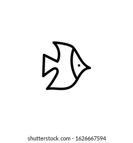 Simple fish . Hand drawn line icon . Outline of a fish concept isolated on a white background. Marine element , seafood. Vector illustration