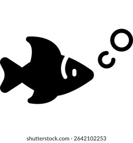 Simple Fish Icon in Minimal Style. Vector Silhouette