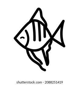 Simple fish icon. Scalar striped fish. Vector outline illustration isolated on white background.