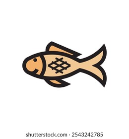 Simple fish icon vector design illustration, isolated on white background. 