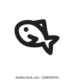 Simple fish icon, Vector outline icon on white background.