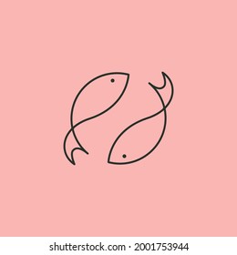 simple fish line art logo vector symbol illustration design