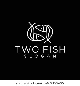 simple fish line art logo vector symbol illustration design