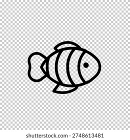 Simple fish line icon isolated on transparent background. Ideal for seafood branding, fishing themes, marine life projects, and aquatic design concepts.