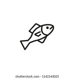 Simple fish line icon. Marine, animal, meal. Fishing concept. Vector illustration can be used for topics like raw food, underwater world, seafood