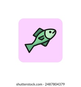 Simple fish line icon. Marine, animal, meal. Fishing concept. Vector illustration can be used for topics like raw food, underwater world, seafood