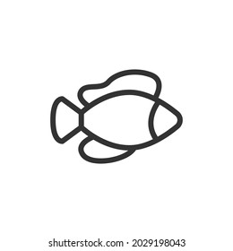 Simple fish line icon. Premium symbol in stroke style. Design of fish icon. Vector illustration.