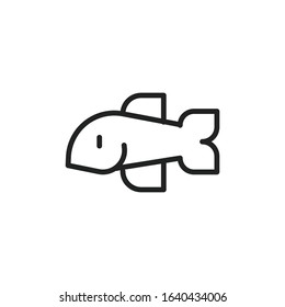 Simple fish line icon. Stroke pictogram. Vector illustration isolated on a white background. Premium quality symbol. Vector sign for mobile app and web sites.