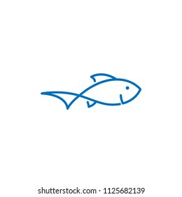simple fish line logo template vector animal
