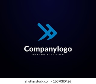 simple fish logo in blue