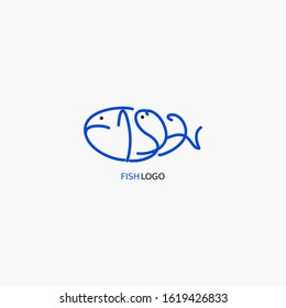 Simple Fish Logo Blue Swimming Sea Stock Vector (Royalty Free ...