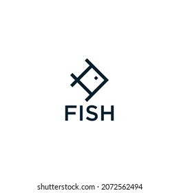 simple fish logo with geometric line vector graphics