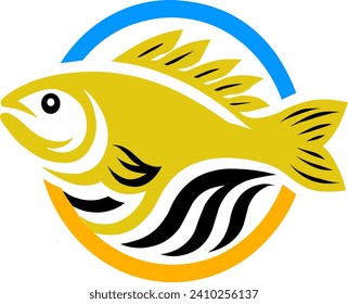 Simple fish logo with gold colors