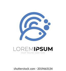Simple fish logo with line design image, modern style