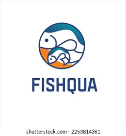 simple fish logo vector blue round shape