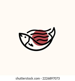 Simple fish logo vector with water element on it