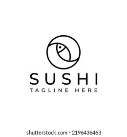 diseño del logotipo del pez simple en el vector de círculo para el restaurante sushi