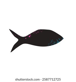 Simple fish. Sardine textured element. Salmon or anchovy silhouettes. Undersea animal. Vector hand drawn cutout collage illustration isolated on white background.