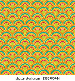 Simple fish scales squama background, vector seamless fabric pattern, tiled textile print. Typical japanese squama scales seamless arc tiles mosaic. Fish skin pattern.