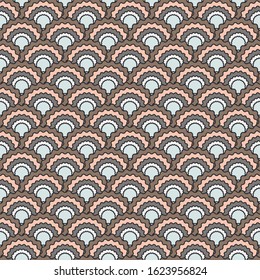 Simple fish scales squama background, vector seamless fabric pattern, tiled textile print. Classic japanese squama scales seamless arc tiles texture. Textile pattern.