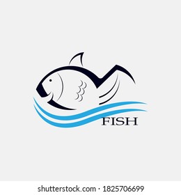 Un logotipo de pescado y mar sencillo