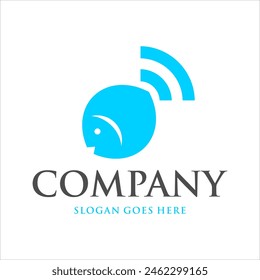 logotipo simple de pez y señal