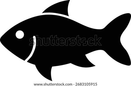 Simple Fish Silhouette Icon Aquatic Animal Design Illustration