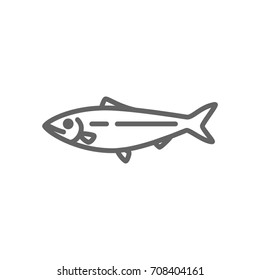Simple fish and sturgeon line icon. Symbol and sign vector illustration design. Editable Stroke. Isolated on white background