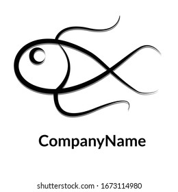 Plantilla de logotipo de diseño simple de vectores de peces. Diseño del logotipo de la empresa.