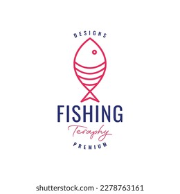 simple fish water ocean sea fishing cooking line minimal logo design vector