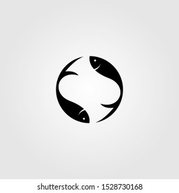 simple fish yin yang logo design vector illustration