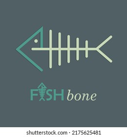 simple fishbone logo icon design in stripes vector symbol. design vector logo icon template