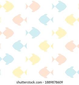 simple fishes. pastel colors. vector seamless pattern. baby repetitive background. fabric swatch. wrapping paper. continuous print. sea design element for home decor, apparel, phone case, textile