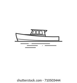 Simple fishing boat icon. Vector Illustration
