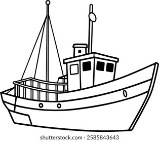 Simple fishing boat outline - minimalist design