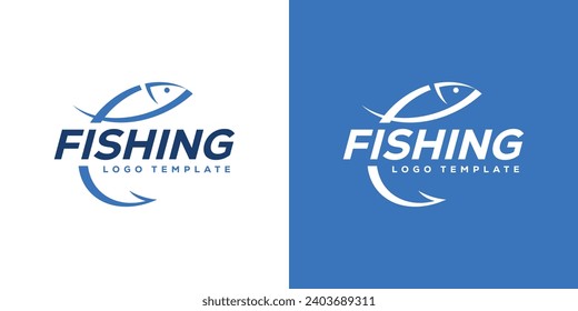 Logotipo de pesca simple. Plantilla de diseño del logotipo de Hook Eye Fish Hunter.