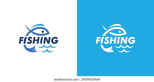 Simple Fishing Logo. Hook Eye Fish Hunter Logo Design Template.