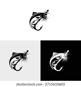 Logotipo de pesca simples e gancho olho peixe caçador logotipo design