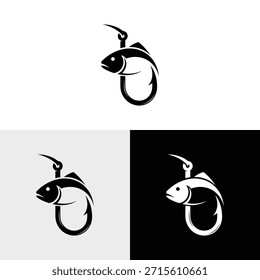 Logotipo de pesca simples e gancho olho peixe caçador logotipo design