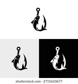 Logotipo de pesca simples e gancho olho peixe caçador logotipo design